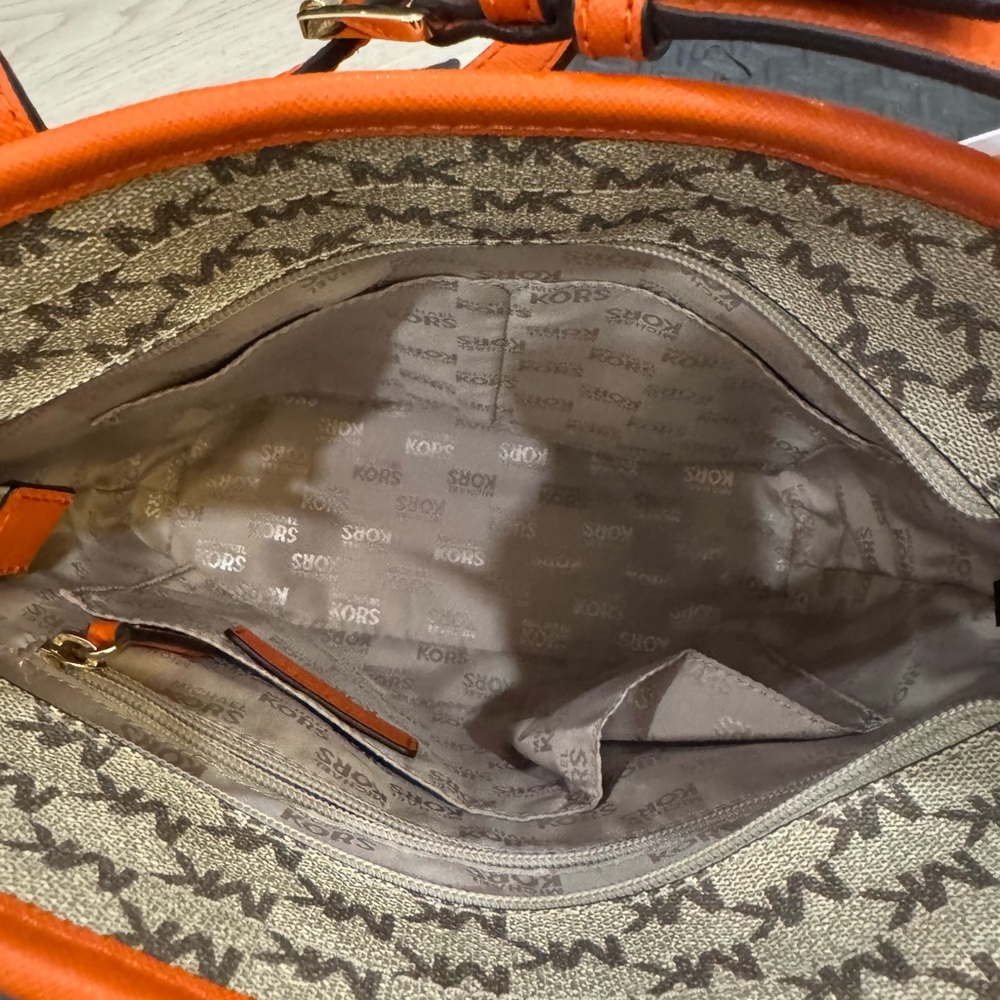 Michael Kors Signature Tote in Orange and Tan - Picture 5 of 7